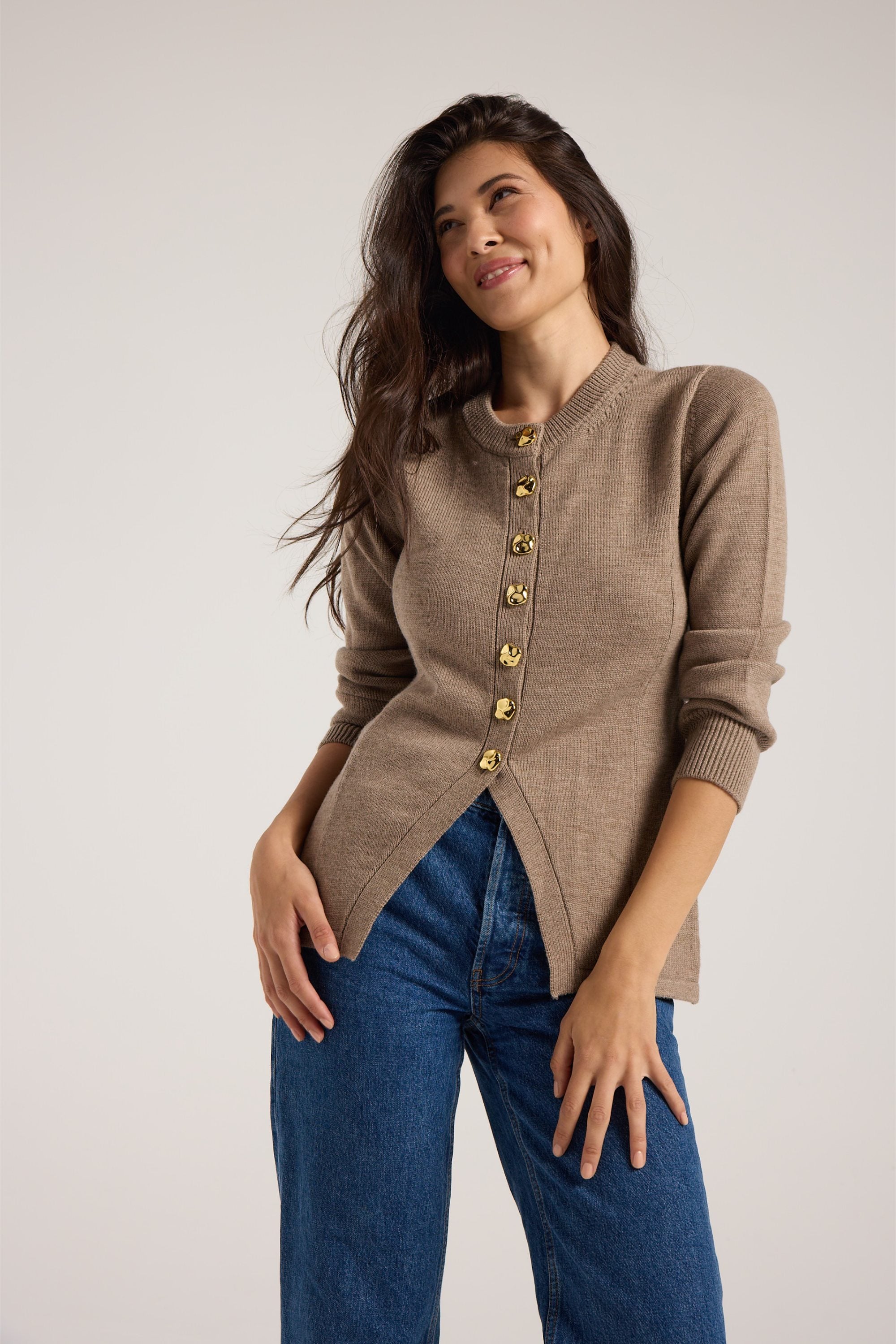 Fitted Rachael Cardigan - Toast