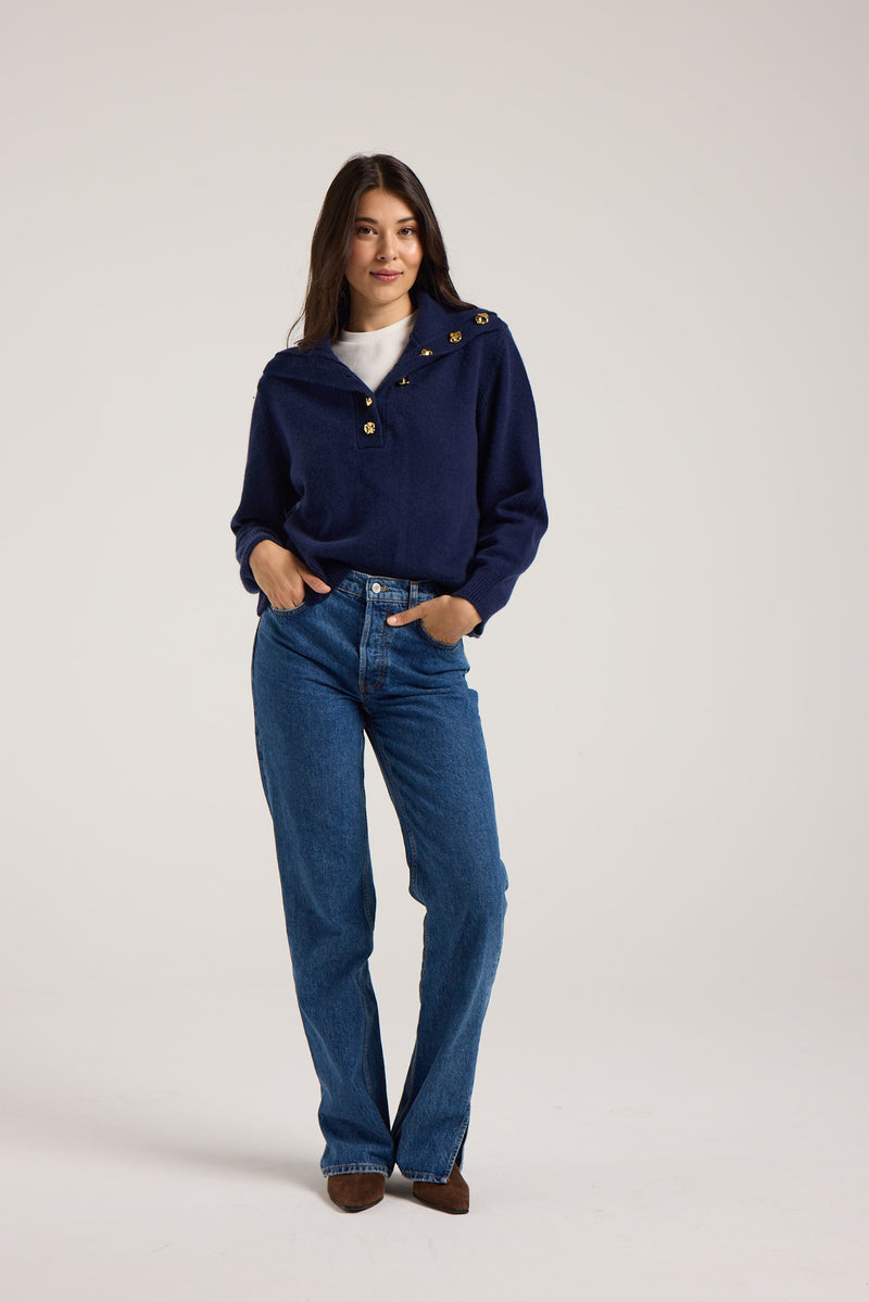 Sailor Collar Georgie Sweater - Navy Basalt