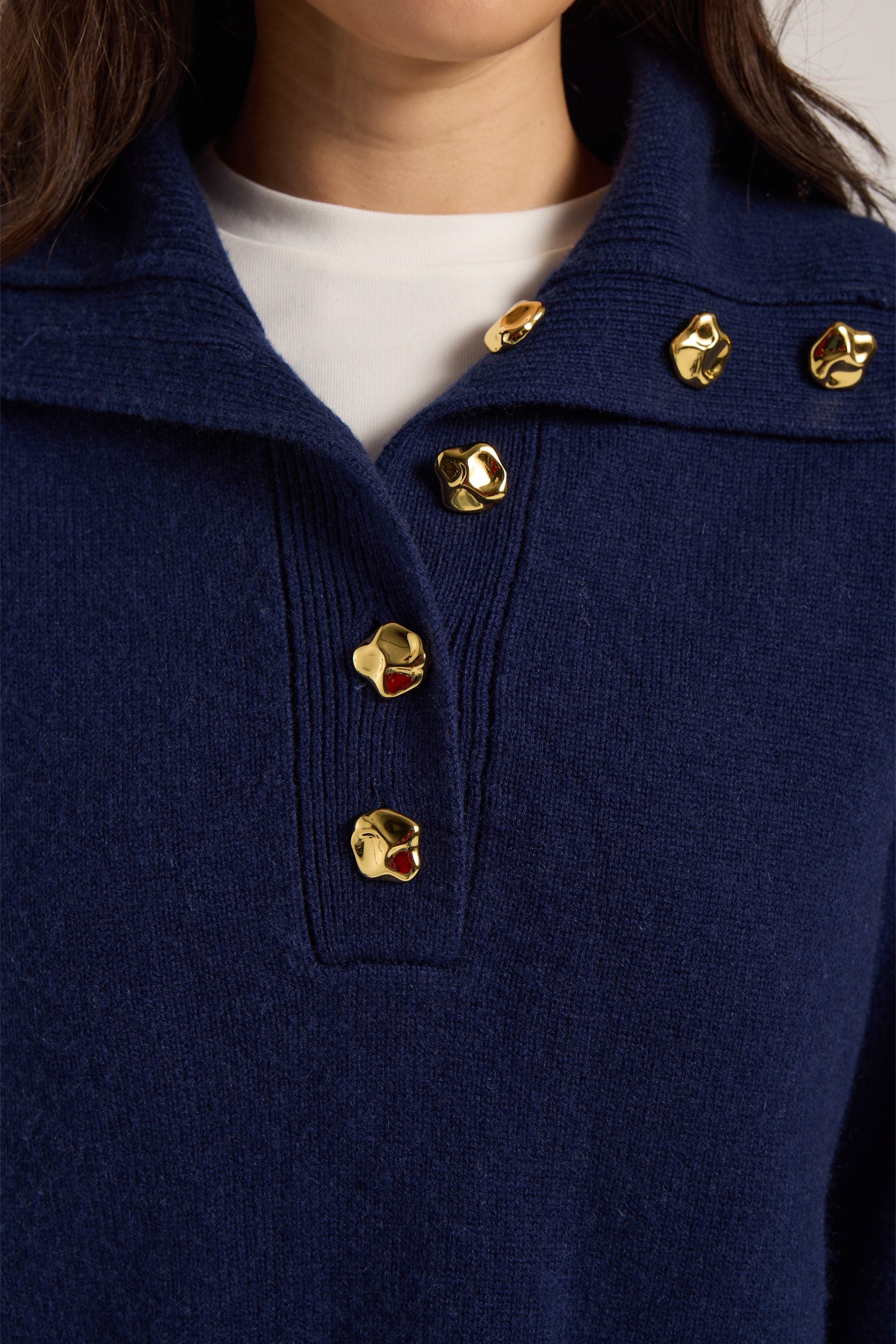 Sailor Collar Georgie Sweater - Navy Basalt