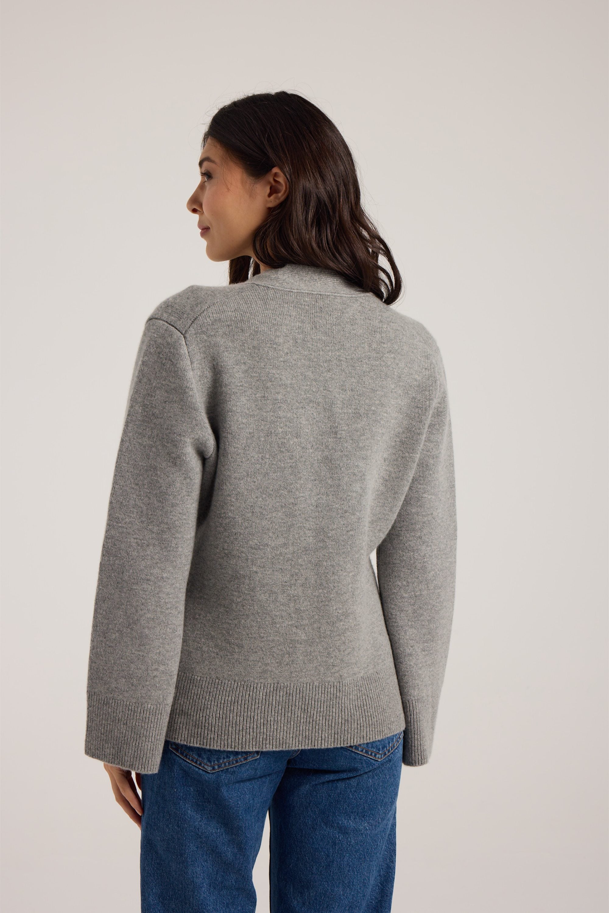 Wide Sleeve Julia Cardigan - Grey Arquerite