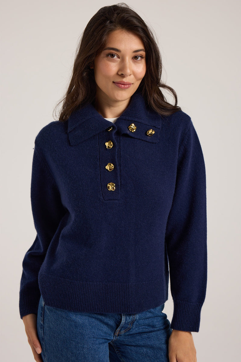 Sailor Collar Georgie Sweater - Navy Basalt