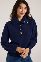 Sailor Collar Georgie Sweater - Navy Basalt