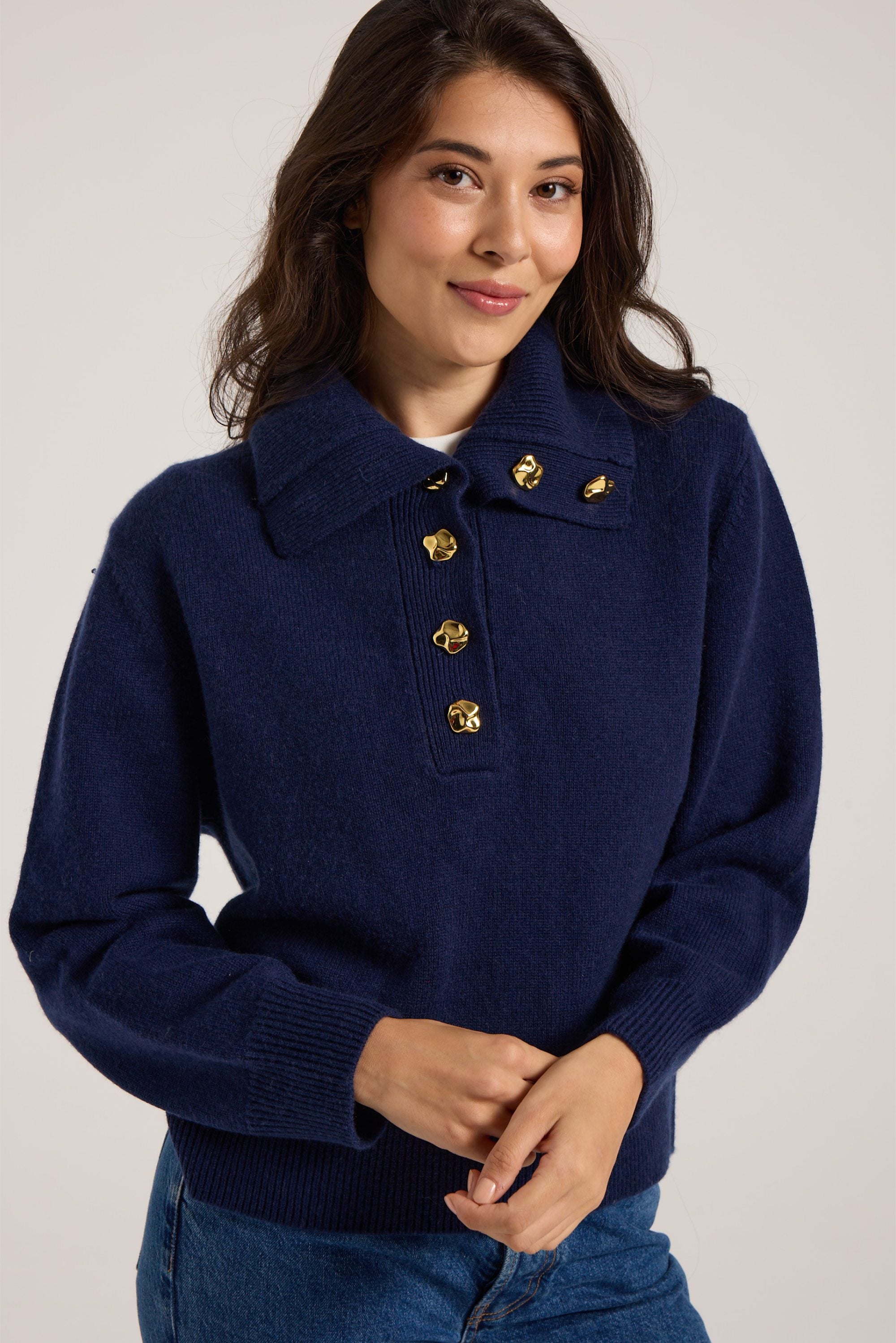 Sailor Collar Georgie Sweater - Navy Basalt