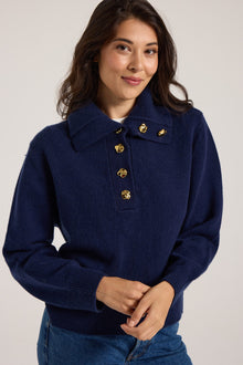 Sailor Collar Georgie Sweater - Navy Basalt