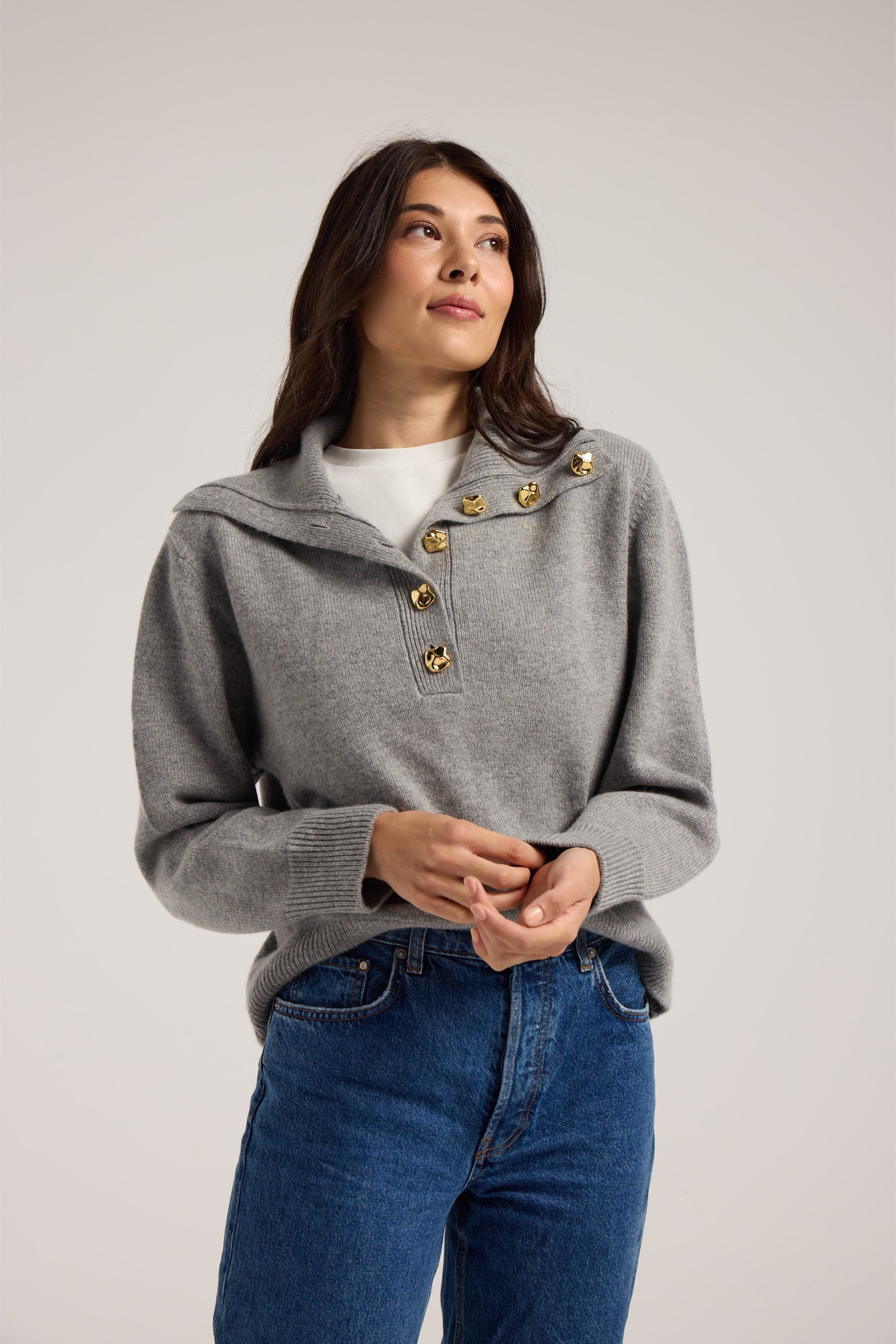 Sailor Collar Georgie Sweater - Grey Arquerite